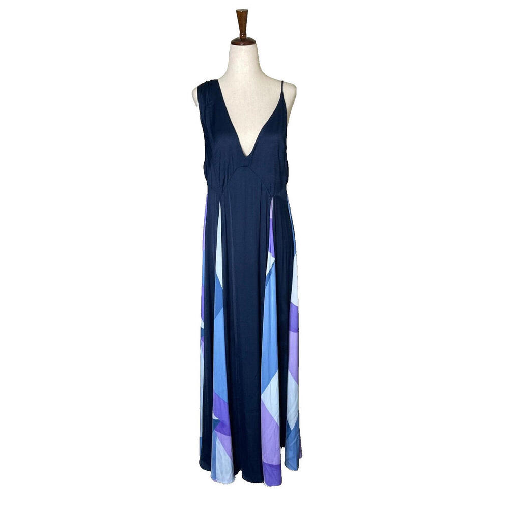 Free People Spectrum Maxi Dress Sleeveless Deep V Flowy Colorful Boho Womens S - Picture 2 of 8